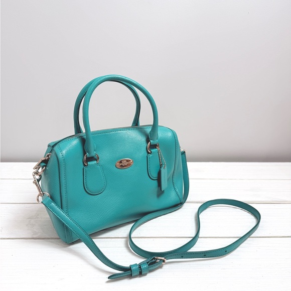 Coach Mini Bennett Turquoise Teal Leather Y2K Bag - Picture 1 of 4